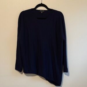 Eileen Fisher Deep Blue Asymmetric Tunic Sweater, size Petite Small